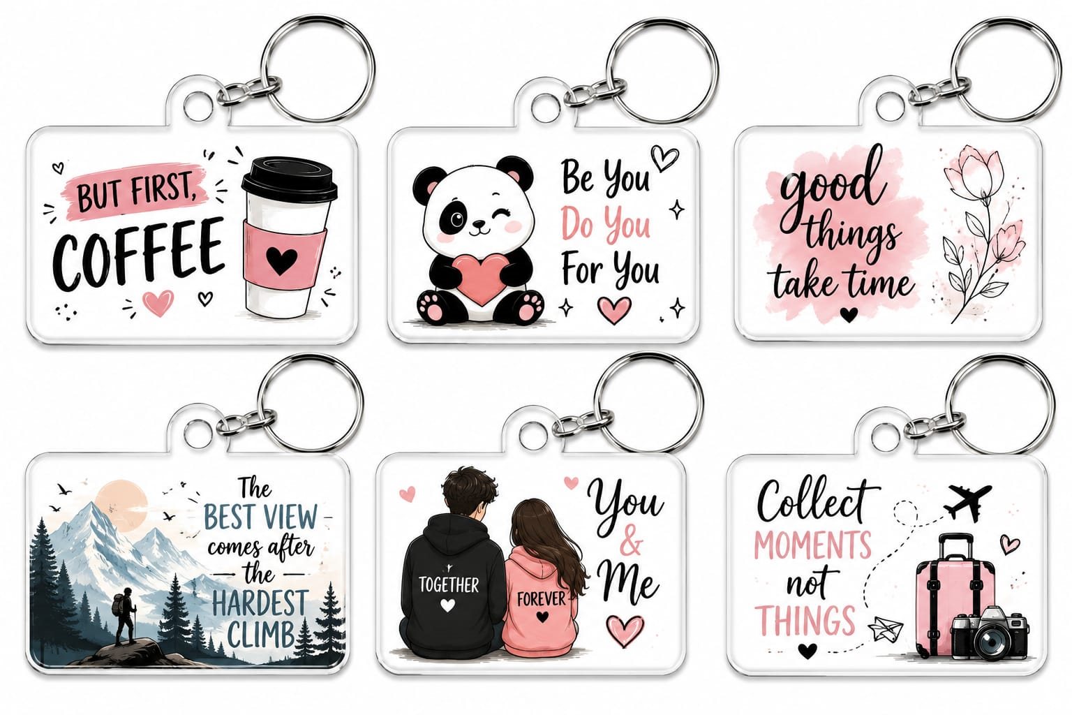 Cute Aesthetic Acrylic Keychain  - Motivational Quote Keychains for Girls and Couples