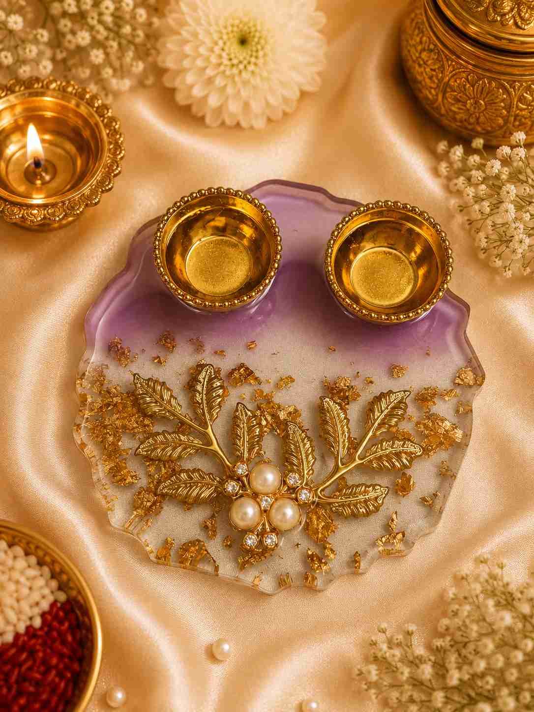 Luxury Resin Pooja Tilak Thali / Haldi Kumkum Platter @ Rs. 299/-
