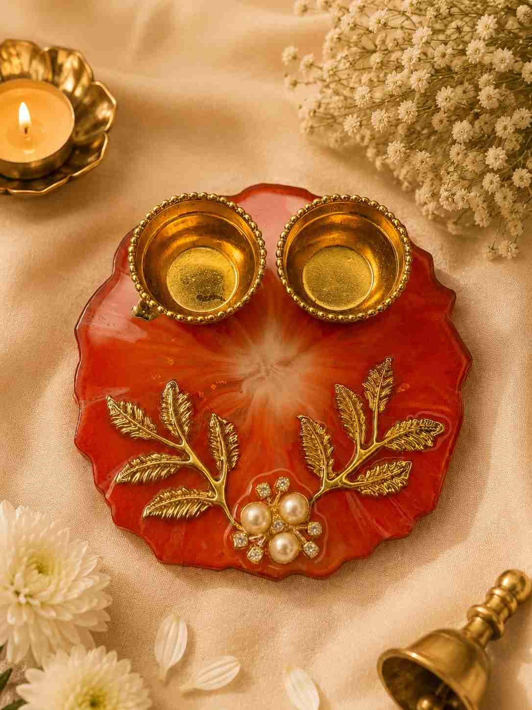 Luxury Resin Pooja Tilak Thali / Haldi Kumkum Platter @ Rs. 299/-
