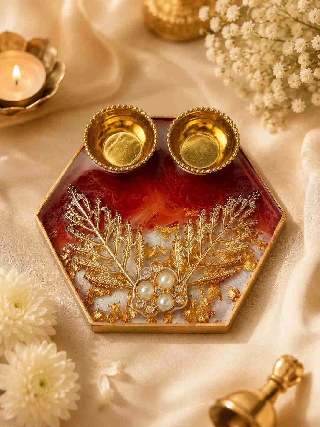 Luxury Resin Pooja Tilak Thali / Haldi Kumkum Platter @ Rs. 299/-