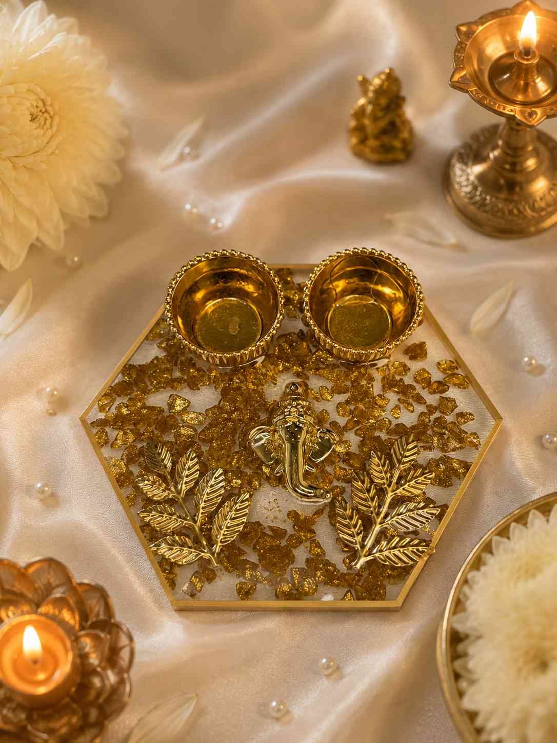 Luxury Resin Pooja Tilak Thali / Haldi Kumkum Platter @ Rs. 299/-