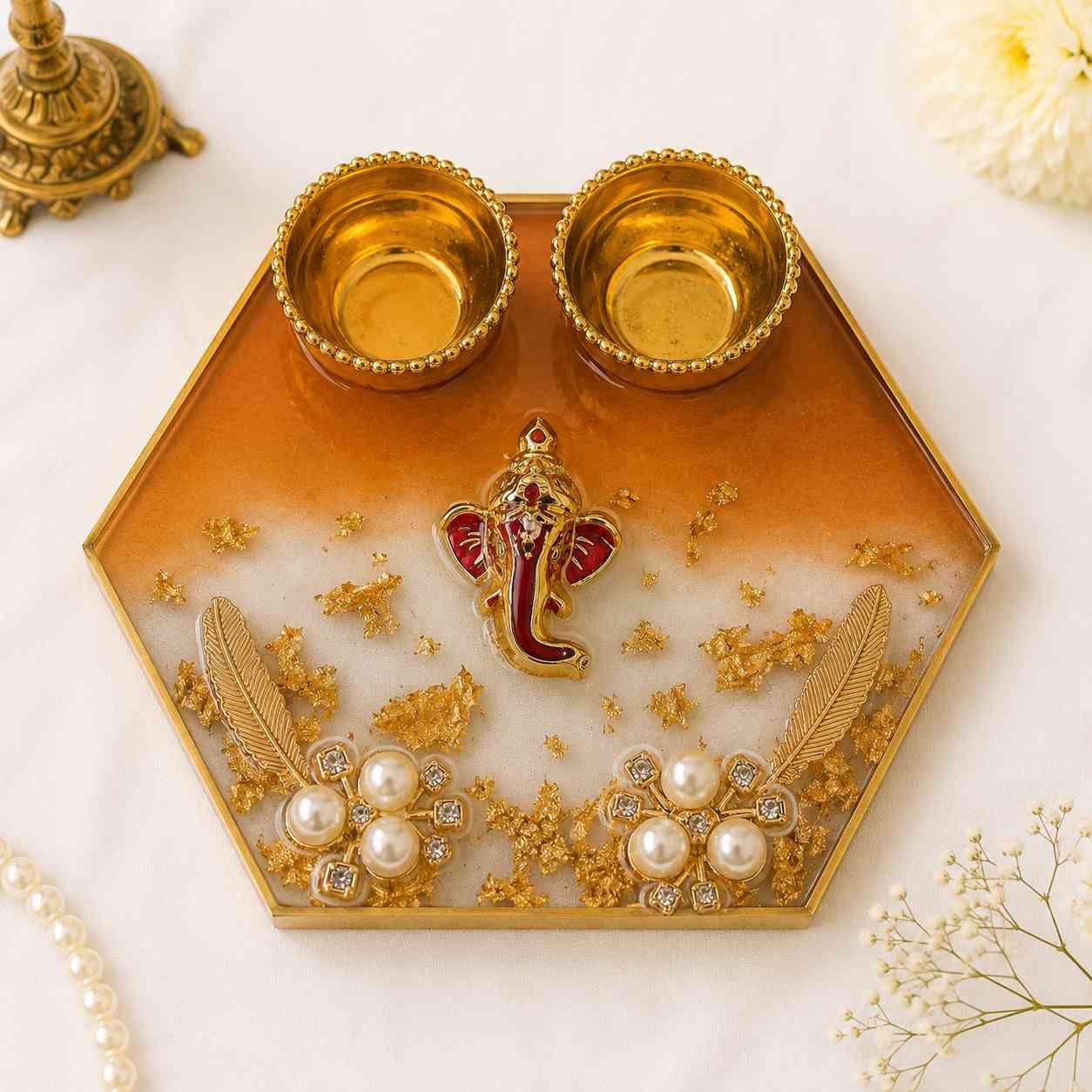Luxury Resin Pooja Tilak Thali / Haldi Kumkum Platter @ Rs. 299/-