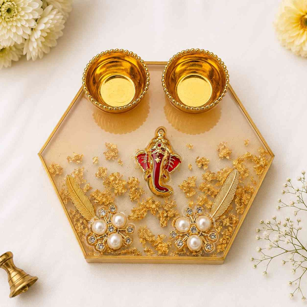 Luxury Resin Pooja Tilak Thali / Haldi Kumkum Platter @ Rs. 299/-