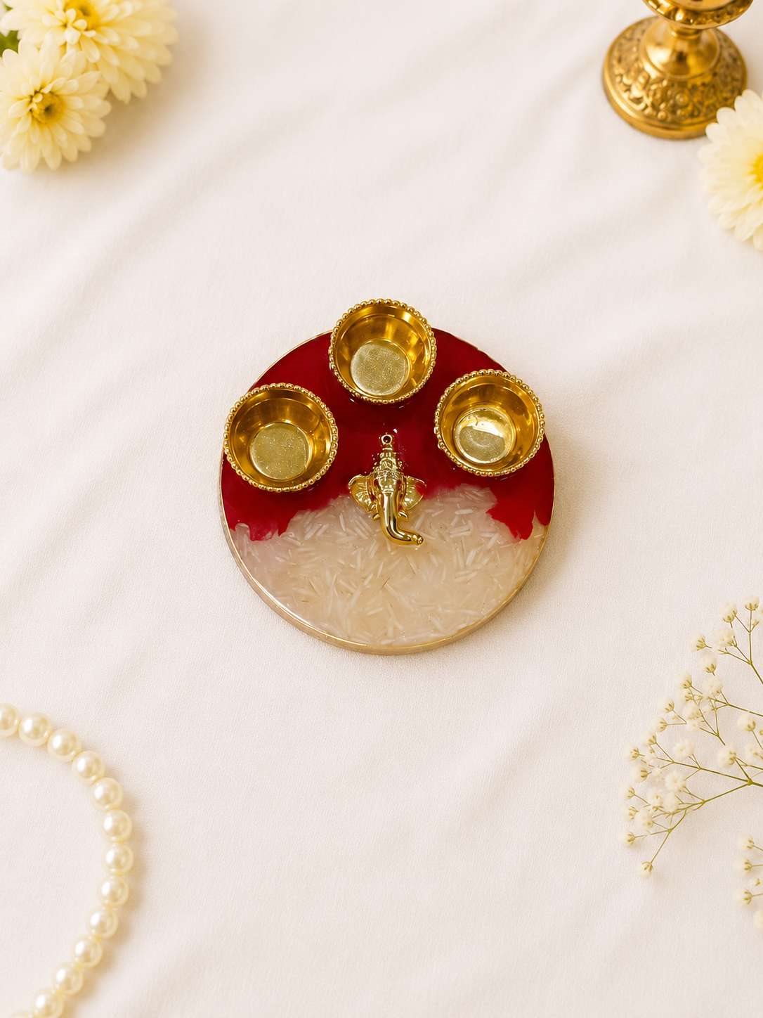 Luxury Resin Pooja Tilak Thali / Haldi Kumkum Platter @ Rs. 299/-