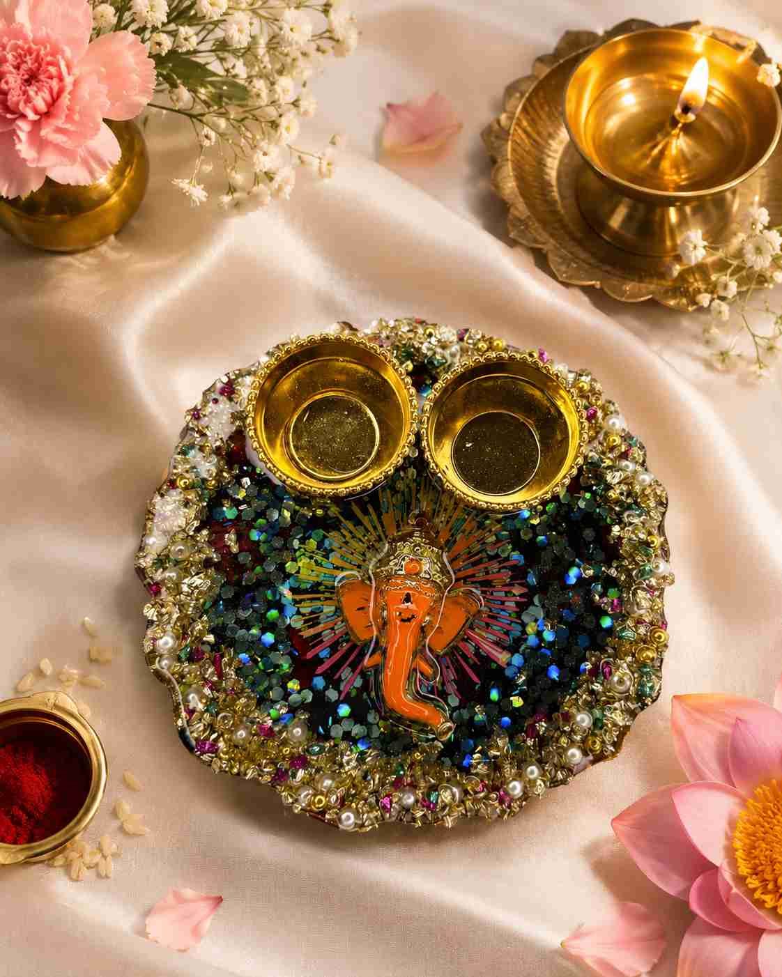 Luxury Resin Pooja Tilak Thali / Haldi Kumkum Platter @ Rs. 299/-