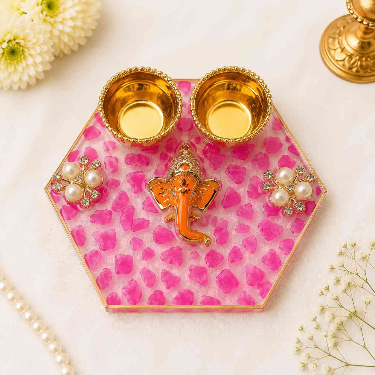 Luxury Resin Pooja Tilak Thali / Haldi Kumkum Platter @ Rs. 299/-