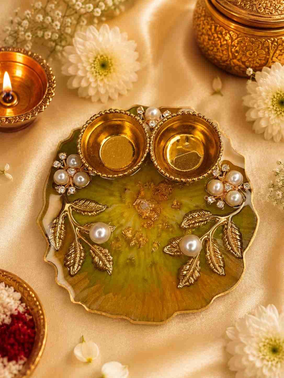 Luxury Resin Pooja Tilak Thali / Haldi Kumkum Platter @ Rs. 299/-