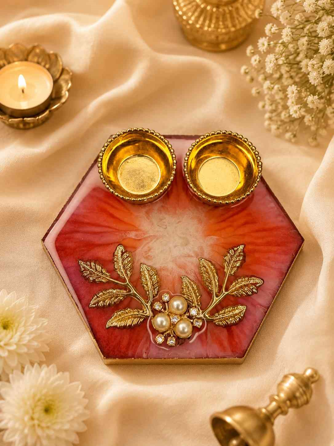 Luxury Resin Pooja Tilak Thali / Haldi Kumkum Platter @ Rs. 299/-