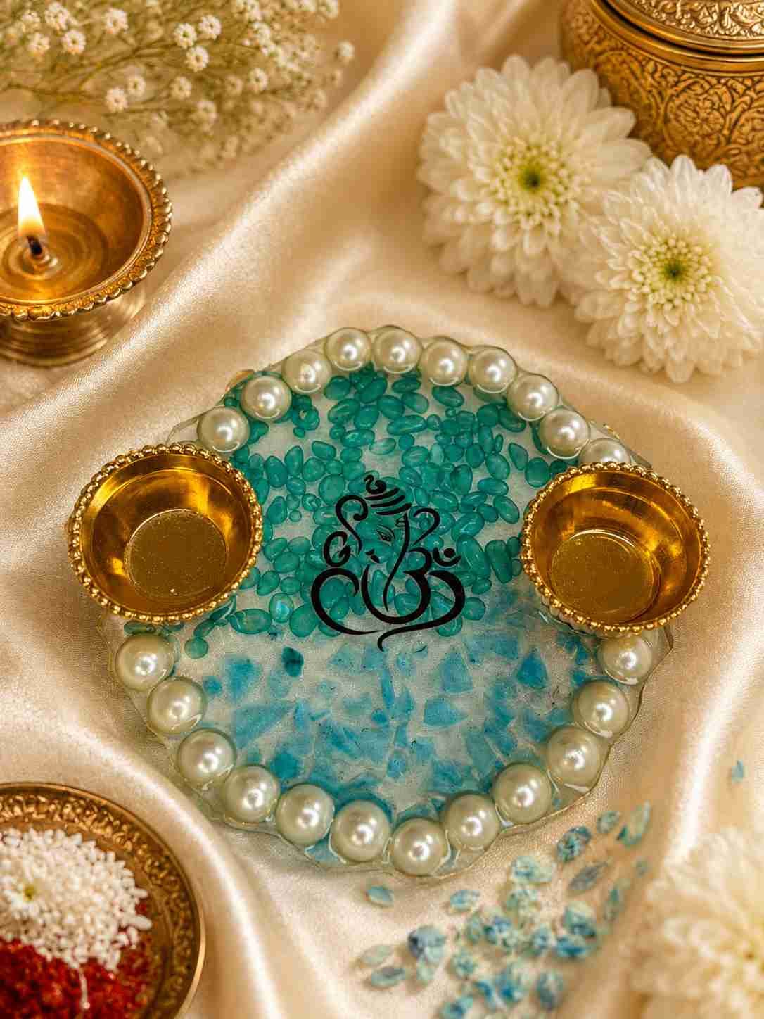 Luxury Resin Pooja Tilak Thali / Haldi Kumkum Platter @ Rs. 299/-