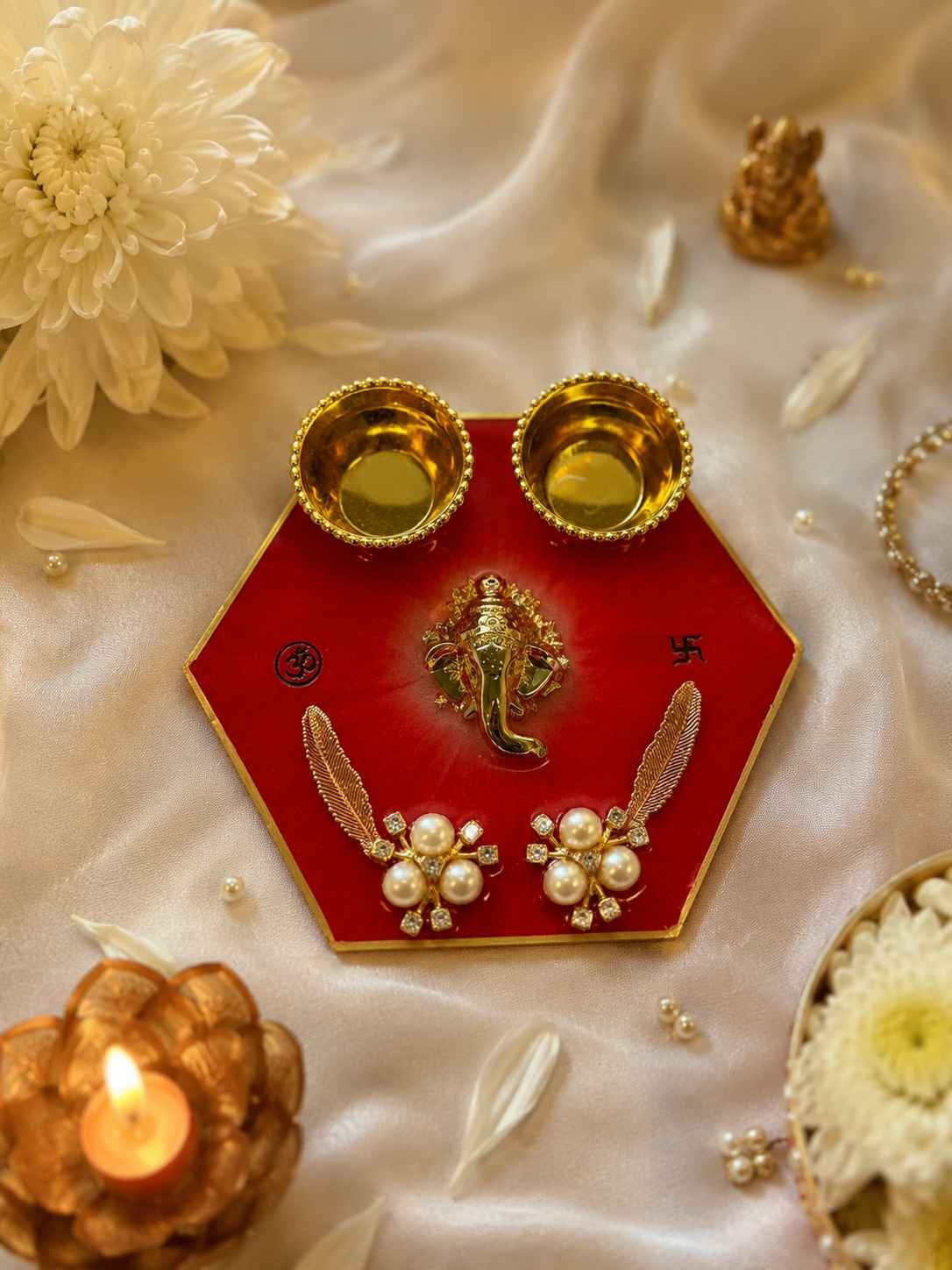 Luxury Resin Pooja Tilak Thali / Haldi Kumkum Platter @ Rs. 299/-